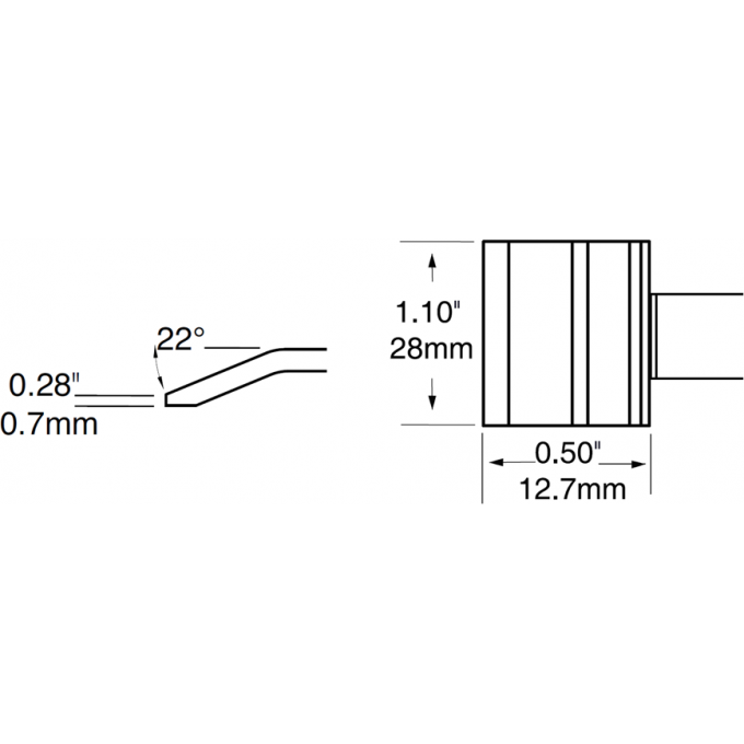 Картридж-наконечник для термопинцета METCAL MX-PTZ шпатель изогнутый 28 × 12.7 мм PTTC-707
