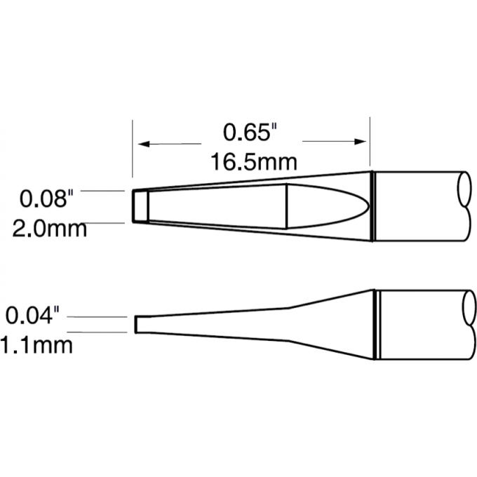Картридж-наконечник для термопинцета METCAL шпатель узкий 2.0 × 16.5 мм PTTC-803