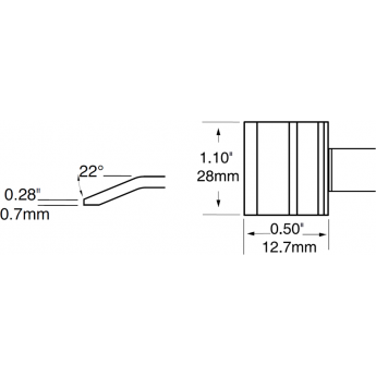 Картриджи-наконечники для термопинцета METCAL MX-PTZ шпатель изогнутый 28 × 12.7 мм PTTC-807