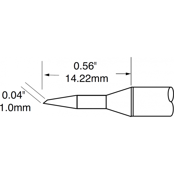 Жало паяльное коническое со скосом 60° METCAL для MFR-H1 1.0 x 14.22 мм SCP-BVL10