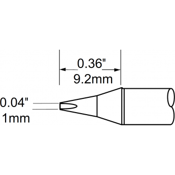 Паяльное жало METCAL для MFR-H1 клиновидное прямое 1.0 × 9.2 мм SCP-CH10