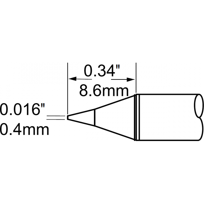 Жало паяльное коническое прямое METCAL для MFR-H1 0.4 × 8.6 мм SCP-CN04