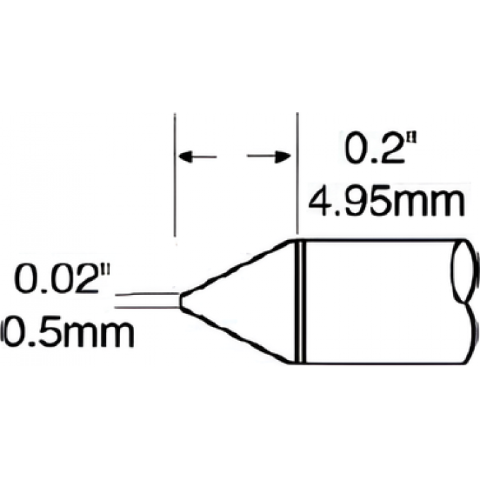 Жало паяльное коническое прямое METCAL для MFR-H1 0.5 × 4.95 мм SCP-CN05