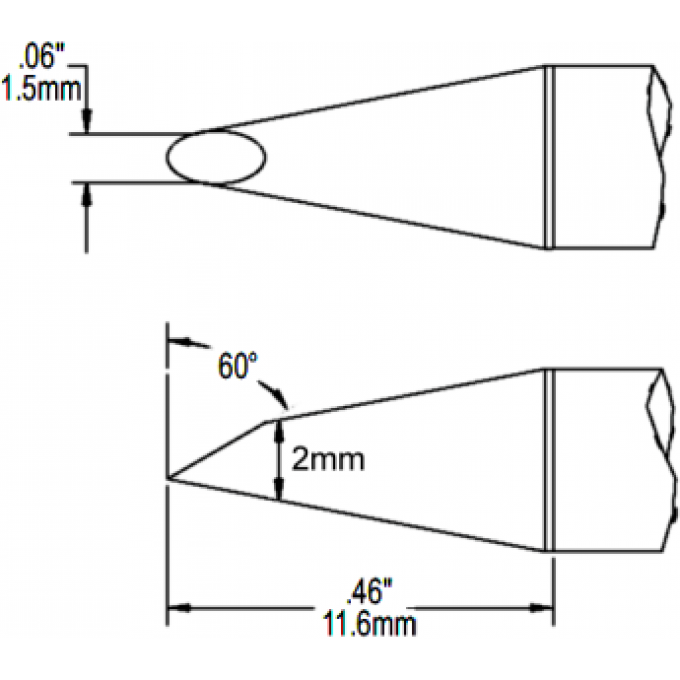 Жало паяльное METCAL для MFR-H1 миниволна 2.0 × 11.6 мм SCP-DRH615