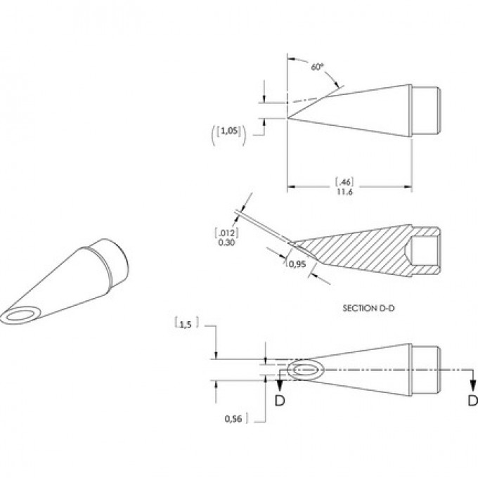 Жало паяльное METCAL для MFR-H1 миниволна вогнутая 1.5 × 116 мм SCP-WV15