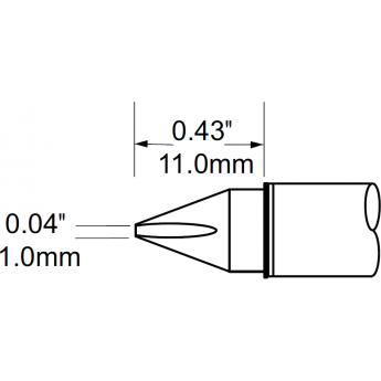 Жало паяльное клиновидное прямое METCAL для PS900 1.0 × 11 мм SCV-CH10