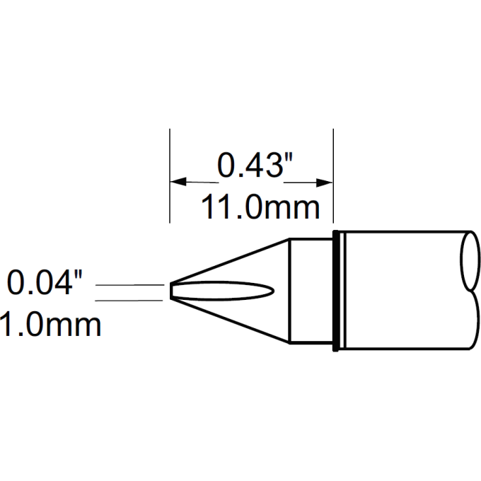 Жало паяльное клиновидное прямое METCAL для PS900 1.0 × 11 мм SCV-CH10