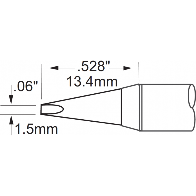 Жало паяльное клиновидное прямое METCAL для PS900 1.5 × 13.4 мм SCV-CH15AR