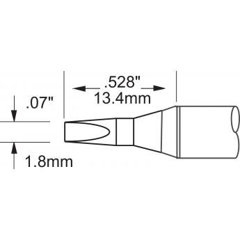 Жало паяльное клиновидное прямое METCAL для PS900 18 × 13.4 мм SCV-CH18AR