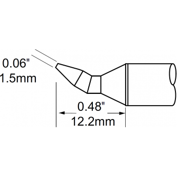 Жало паяльное клиновидное изогнутое METCAL для PS900 30° 1.5 × 12.2 мм SCV-CHB15