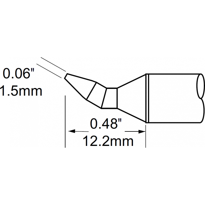 Жало паяльное клиновидное изогнутое METCAL для PS900 30° 1.5 × 12.2 мм SCV-CHB15