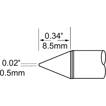 Жало паяльное коническое METCAL для PS900 0.5 × 8.5 мм SCV-CN05