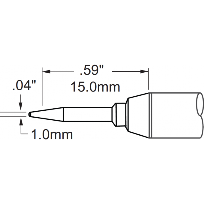 Жало паяльное коническое удлиненное тонкое METCAL для PS900 1.0 × 13.7 мм SCV-CNL10AR