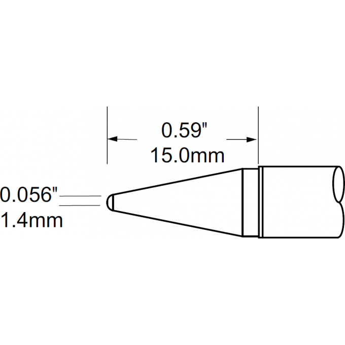Жало паяльное коническое удлиненное METCAL для PS900 1.4 мм SCV-CNL14