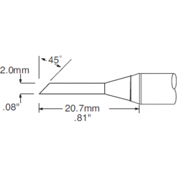 Жало паяльное METCAL для PS900 миниволна удлиненная 2.0 × 20.7 мм SCV-DRH420AR