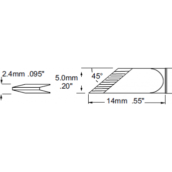 Жало паяльное METCAL для PS900 косой нож 5.0 × 14 мм SCV-DRK50