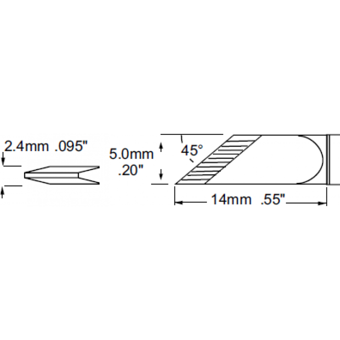 Жало паяльное METCAL для PS900 косой нож 5.0 × 14 мм SCV-DRK50