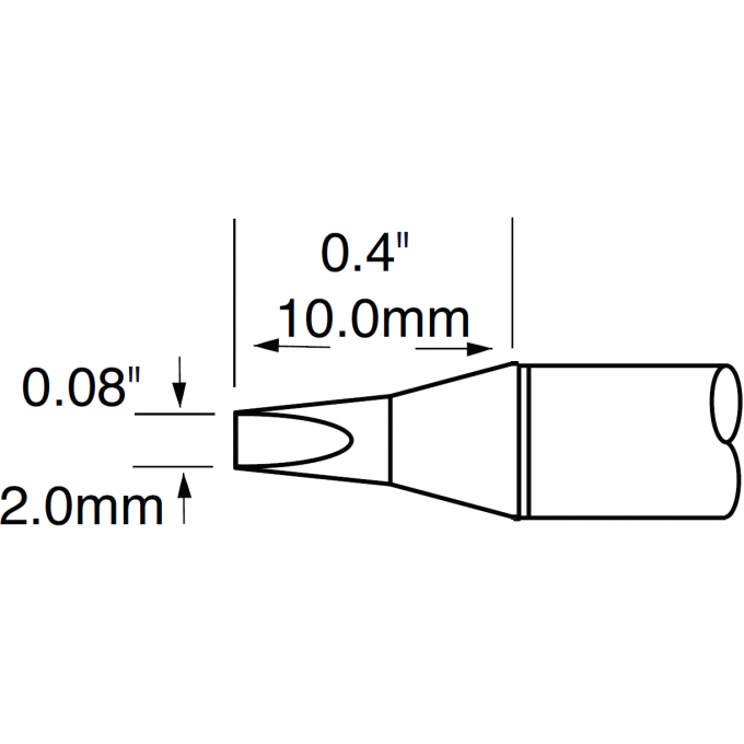 Жало паяльное клиновидное прямое METCAL для MFR-H1 2.0 × 10 мм SFP-CH20
