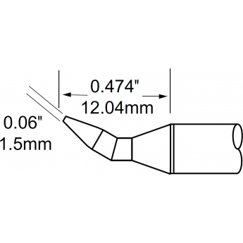Жало паяльное клиновидное изогнутое METCAL для MFR-H1 1.5 × 12.04 мм SFP-CHB15