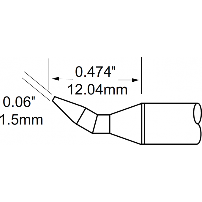Жало паяльное клиновидное изогнутое METCAL для MFR-H1 1.5 × 12.04 мм SFP-CHB15