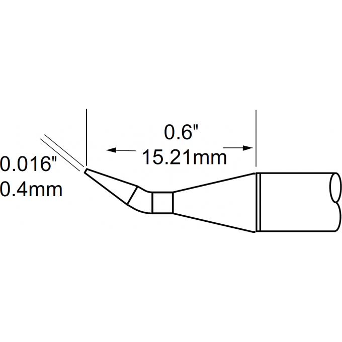 Жало паяльное коническое изогнутое METCAL для MFR-H1 0.4 × 15.21 мм SFP-CNB04