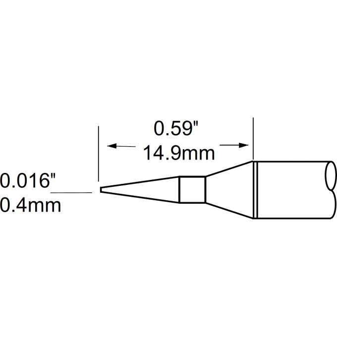 Жало паяльное коническое удлиненное METCAL для MFR-H1 0.4 × 14.9 мм SFP-CNL04