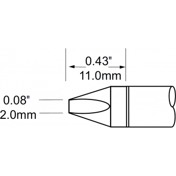 Жало паяльное клиновидное прямое METCAL для PS900 2.0 × 11 мм SFV-CH20