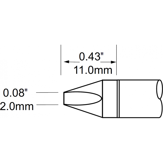 Жало паяльное клиновидное прямое METCAL для PS900 2.0 × 11 мм SFV-CH20