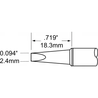 Жало паяльное клиновидное прямое METCAL для PS900 2.4×18.3 мм SFV-CH24A