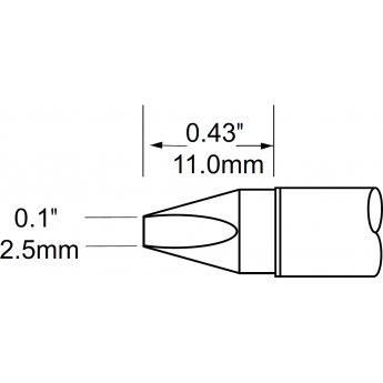 Жало паяльное METCAL для PS900 клиновидное прямое 2.5 × 11 мм SFV-CH25