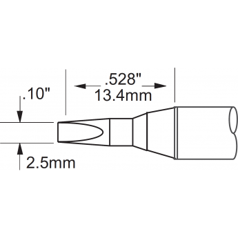 Жало паяльное METCAL для PS900 клиновидное прямое 2.5×18.3 мм SFV-CH25AR