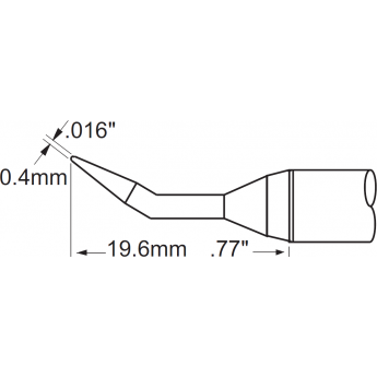 Жало паяльное коническое изогнутое удлиненное METCAL для PS900 0.4×19.6 мм SFV-CNB04AR