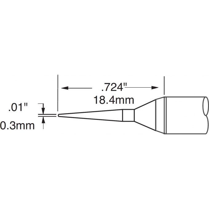 Жало паяльное коническое удлиненное METCAL для PS900 0.3 × 18.4 мм SFV-CNL03AR