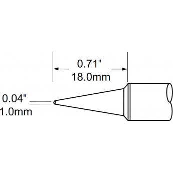 Жало паяльное коническое удлиненное METCAL для PS900 1.0 × 18 мм SFV-CNL10A