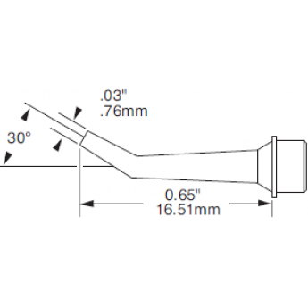 Жало паяльное METCAL коническое изогнутое для CV/MX 0.76 × 16.51 мм SMC-6HK0008S