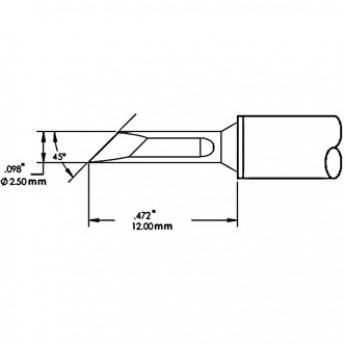 Паяльное жало косой нож METCAL для CV/MX заточка 25 мм 4.8 × 16.51 мм SMC-6KN0025S