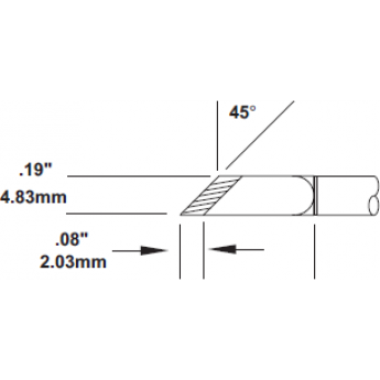 Жало паяльное для CV/MX METCAL косой нож заточка 2 мм 4.8 × 16.51 мм SMC-6KN0048S