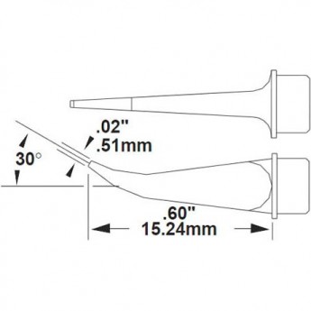 Жало паяльное METCAL для CV/MX крюк 30° 0.51 × 15.24 мм SMC-7HK0005S