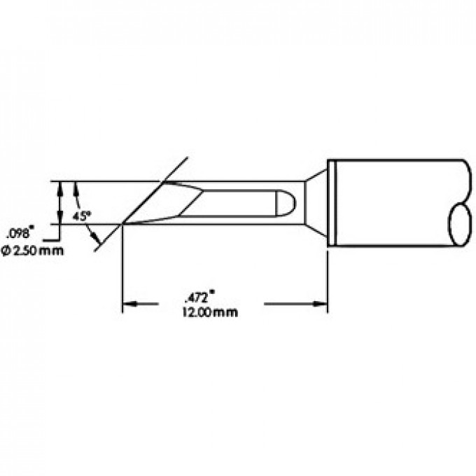 Жало паяльное косой нож METCAL для CV/MX 2.5 мм SMC-7KN0025S