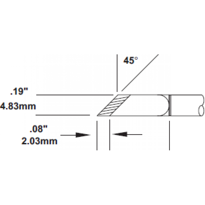 Жало паяльное для CV/MX METCAL косой нож заточка 2 мм 4.8 × 16.51 мм SMC-7KN0048S