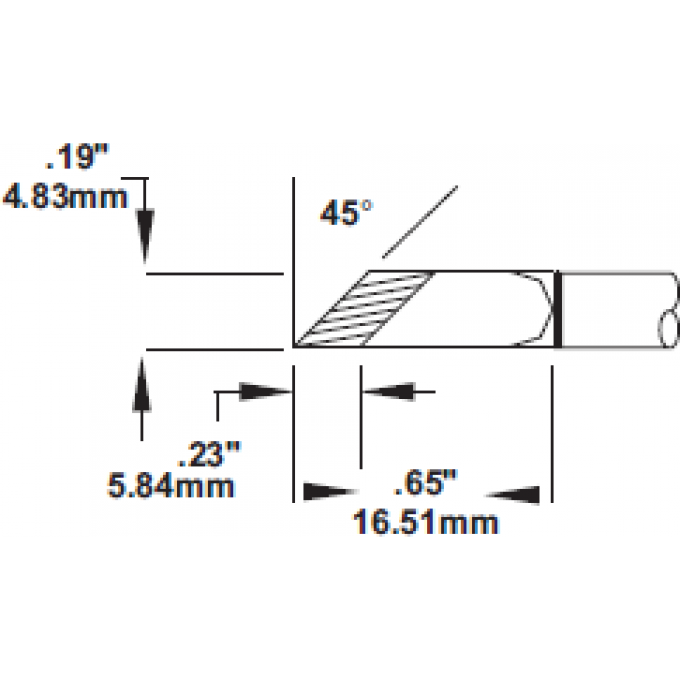 Жало паяльное косой нож METCAL для CV/MX заточка 6 мм 4.8 × 16.51 мм SMC-7KN0048W