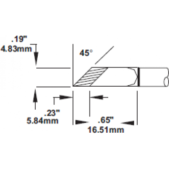 Жало паяльное косой нож METCAL для CV/MX заточка 6 мм 4.8 × 16.51 мм SMC-8KN0048W