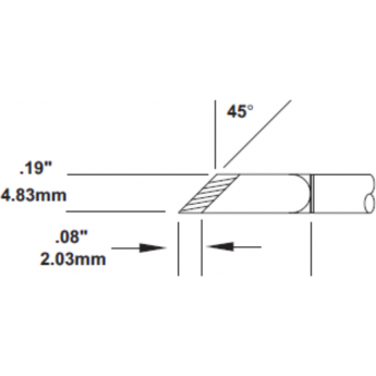 Жало паяльное METCAL для MX косой нож заточка 2 мм 4.8 × 16.51 мм SMTC-0161