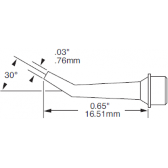 Жало паяльное METCAL для MX коническое изогнутое 0.76 мм SMTC-0171