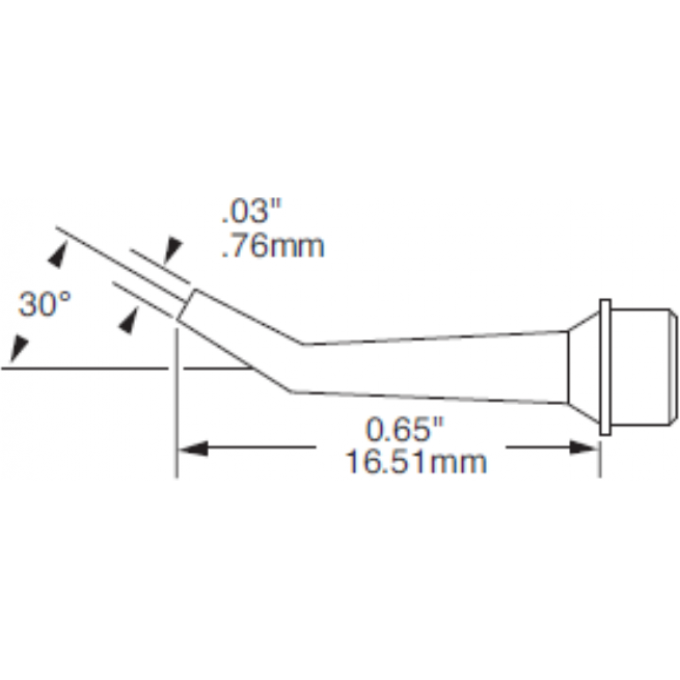 Жало паяльное METCAL для MX коническое изогнутое 0.76 мм SMTC-0171