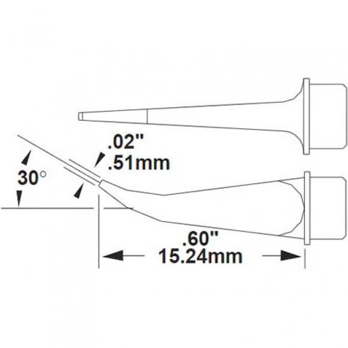 Жало паяльное для MX METCAL крюк 30° 0.51 × 15.24 мм SMTC-8172
