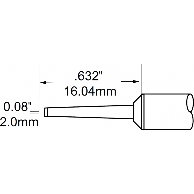 Жало паяльное METCAL для MFR-H1 клиновидное прямое 2.0 × 16.04 мм STP-CHL20