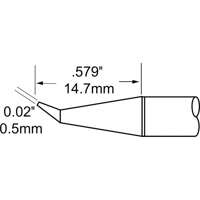 Жало паяльное коническое изогнутое METCAL для MFR-H1 0.5 мм STP-CNB05