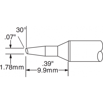 Жало паяльное коническое со скосом 30° METCAL для MX 1.78 × 9.9 мм STTC-035