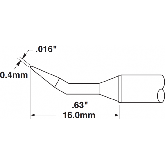Жало паяльное коническое изогнутое 30° METCAL для MX 0.4 × 16 мм STTC-040
